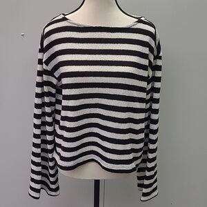 H&M Size S Black and White Striped Knit Top